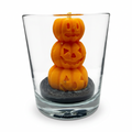 Candela di soia di Halloween con statuette di ZUCCHE SPETTRALI in vetro, profumazione Pumpkin Spice, 140 g