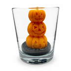 Candela di soia di Halloween con statuette di ZUCCHE SPETTRALI in vetro, profumazione Pumpkin Spice, 140 g