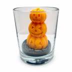Candela di soia di Halloween con statuette di ZUCCHE SPETTRALI in vetro, profumazione Pumpkin Spice, 140 g