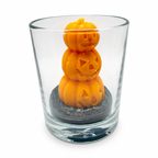 Candela di soia di Halloween con statuette di ZUCCHE SPETTRALI in vetro, profumazione Pumpkin Spice, 140 g