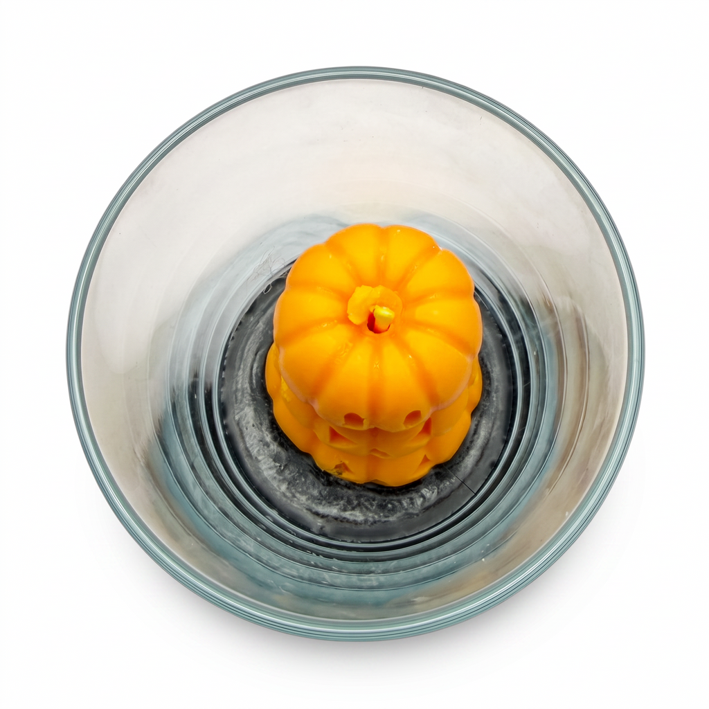 Candela di soia di Halloween con statuette di ZUCCHE SPETTRALI in vetro, profumazione Pumpkin Spice, 140 g