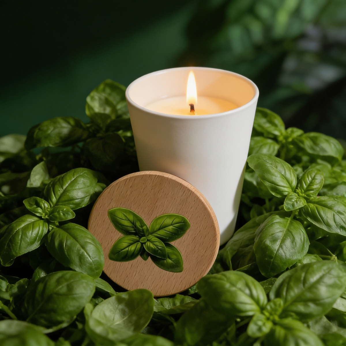 Duftkerze aus Sojawachs Basilikum GARDEN Basilikum 150g bis zu 40h