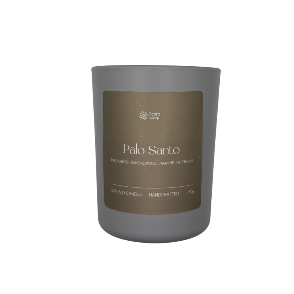 Lumânare parfumată din soia Palo Santo citrice și patchouli Regular 150g