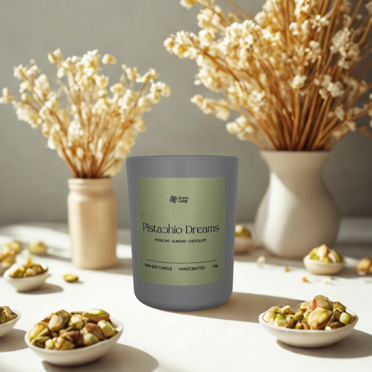 Świeca sojowa zapachowa Pistachio Dreams migdał, pistacja i waniliowy krem Regular 150g