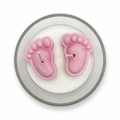 Sojakerze „Rosa Füßchen“ zur Babyshower für ein Mädchen, Duft „Soft Linen“, 50 g