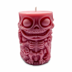 Halloween-Sojakerze im Zylinderdesign, Skelettfigur, Rosa, Pumpkin Spice, 250 g