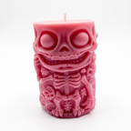 Halloween-Sojakerze im Zylinderdesign, Skelettfigur, Rosa, Pumpkin Spice, 250 g