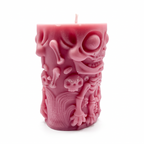 Halloween-Sojakerze im Zylinderdesign, Skelettfigur, Rosa, Pumpkin Spice, 250 g