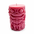 Halloween-Sojakerze im Zylinderdesign, Skelettfigur, Rosa, Pumpkin Spice, 250 g