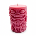 Halloween-Sojakerze im Zylinderdesign, Skelettfigur, Rosa, Pumpkin Spice, 250 g