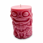 Halloween-Sojakerze im Zylinderdesign, Skelettfigur, Rosa, Pumpkin Spice, 250 g