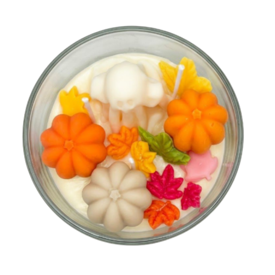 Ароматна соева свещ в стъкло „Есенен дух в тиквите“, с аромат Honey Glow, 190g
