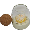 Vela aromática de soja en vaso regalo para mamá Crisantemo Amarillo con gypsophila Citrus Harmony 200g