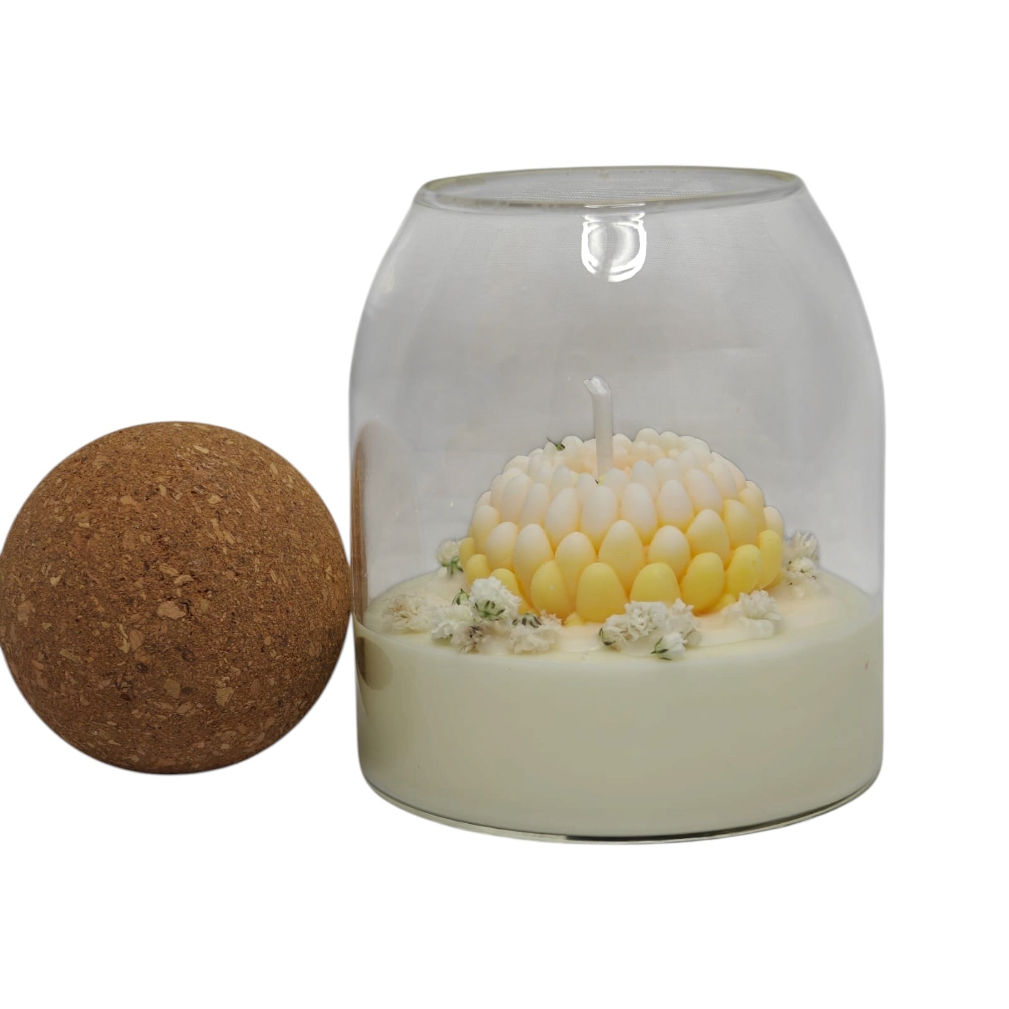 Zapachowa świeca sojowa w szkle prezent dla mamy Chryzantema Żółta z gipsówką Citrus Harmony 200g