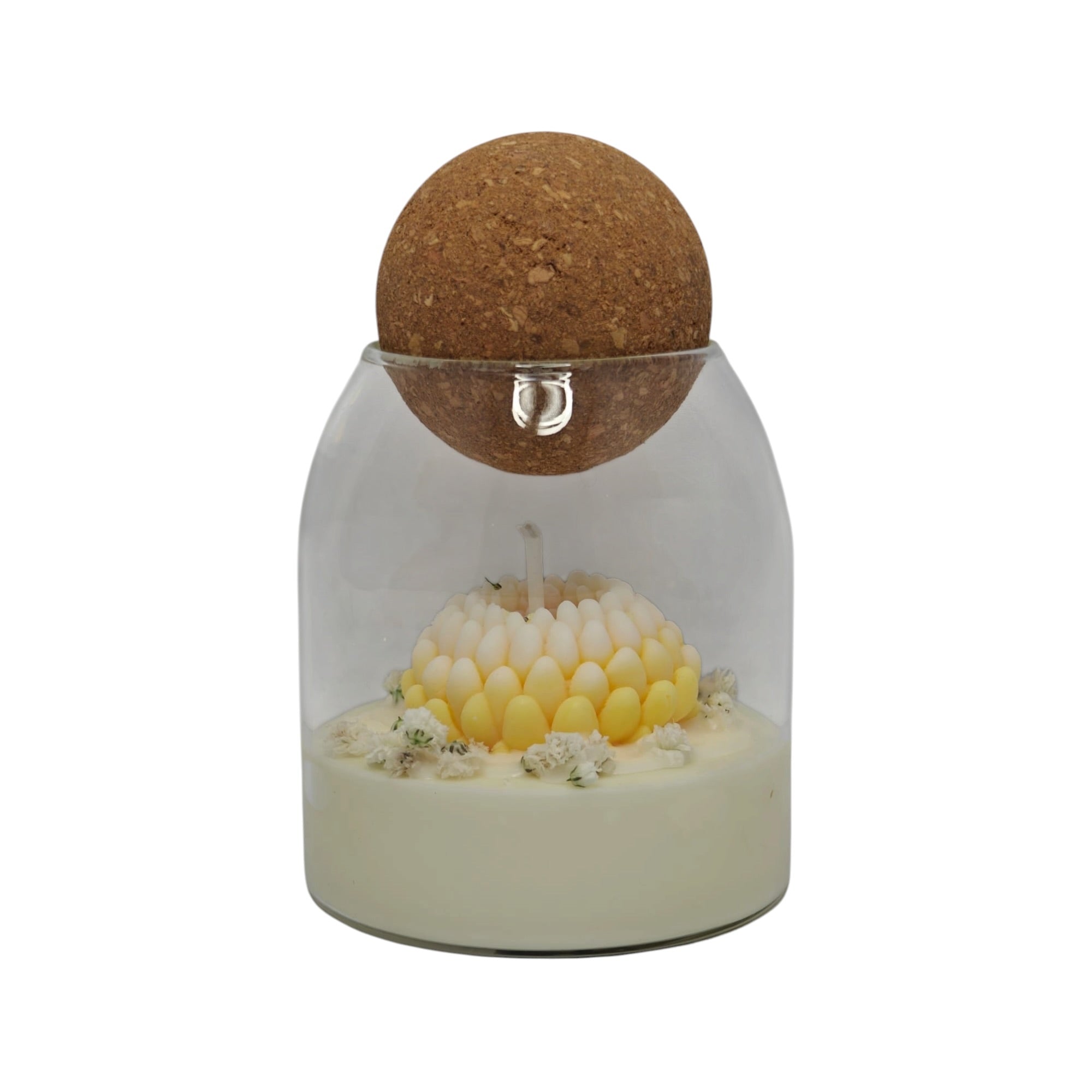 Zapachowa świeca sojowa w szkle prezent dla mamy Chryzantema Żółta z gipsówką Citrus Harmony 200g