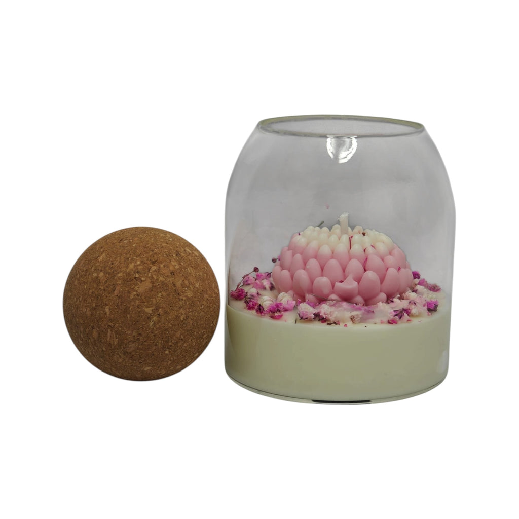 Vela aromática de soja en vaso regalo para mamá Crisantemo Rosa con gypsophila Citrus Harmony 200g