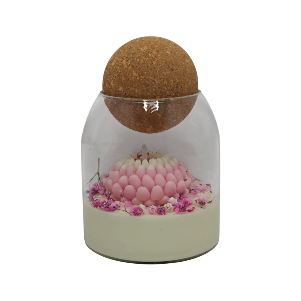 Vela aromática de soja en vaso regalo para mamá Crisantemo Rosa con gypsophila Citrus Harmony 200g