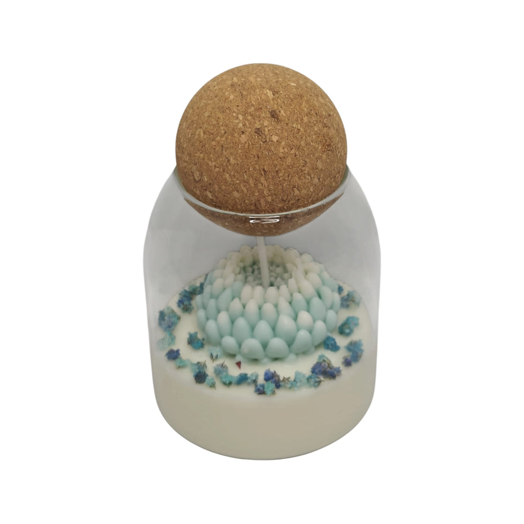 Vela aromática de soja en vaso regalo para mamá Crisantemo Azul con gypsophila Citrus Harmony 200g