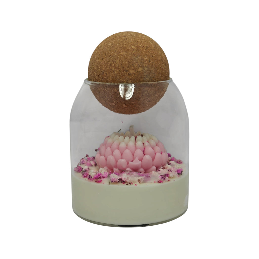 Vela aromática de soja en vaso regalo para mamá Crisantemo Rosa con gypsophila Citrus Harmony 200g