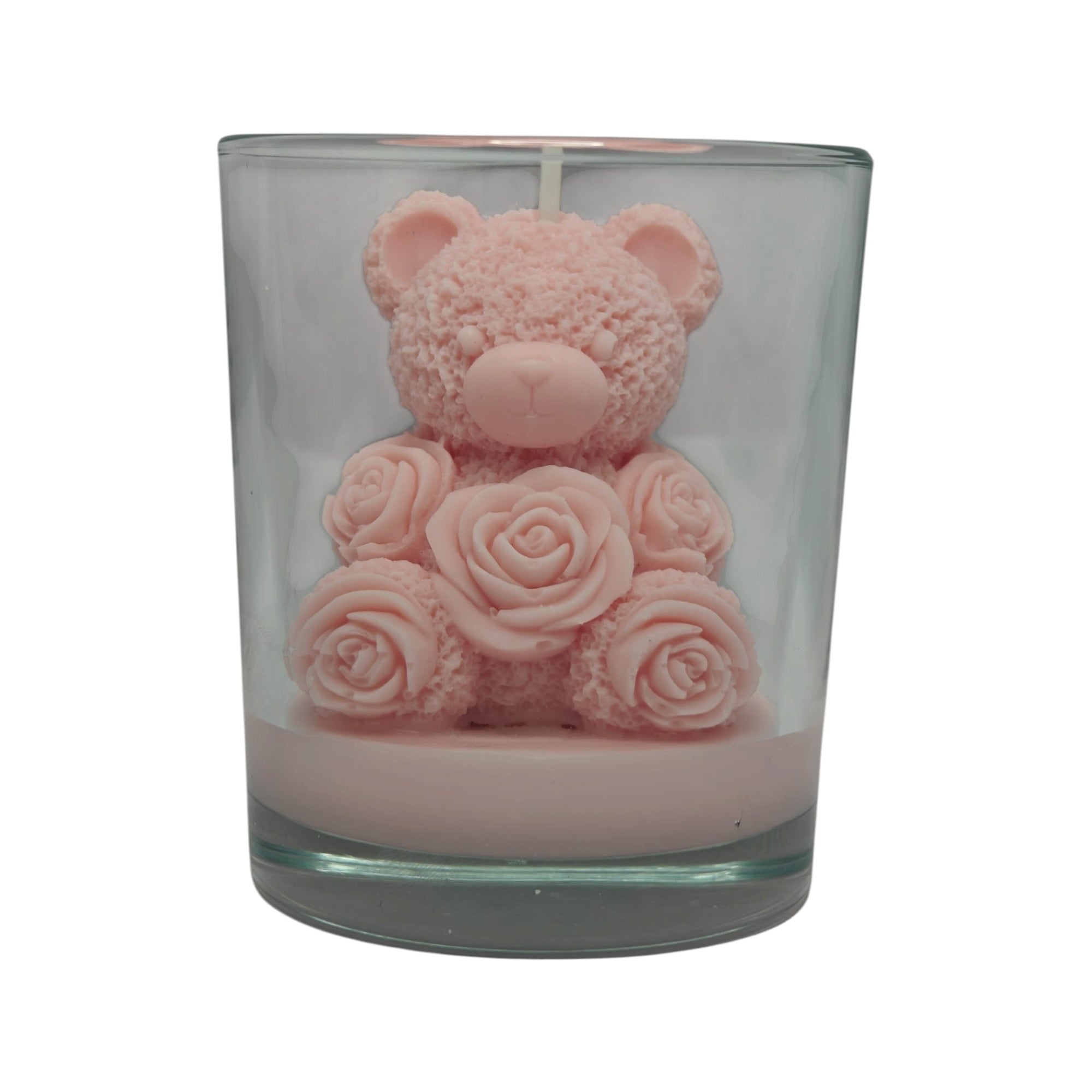 Grande bougie décorative en cire de soja Ours en roses avec rose Rose Paris 180g