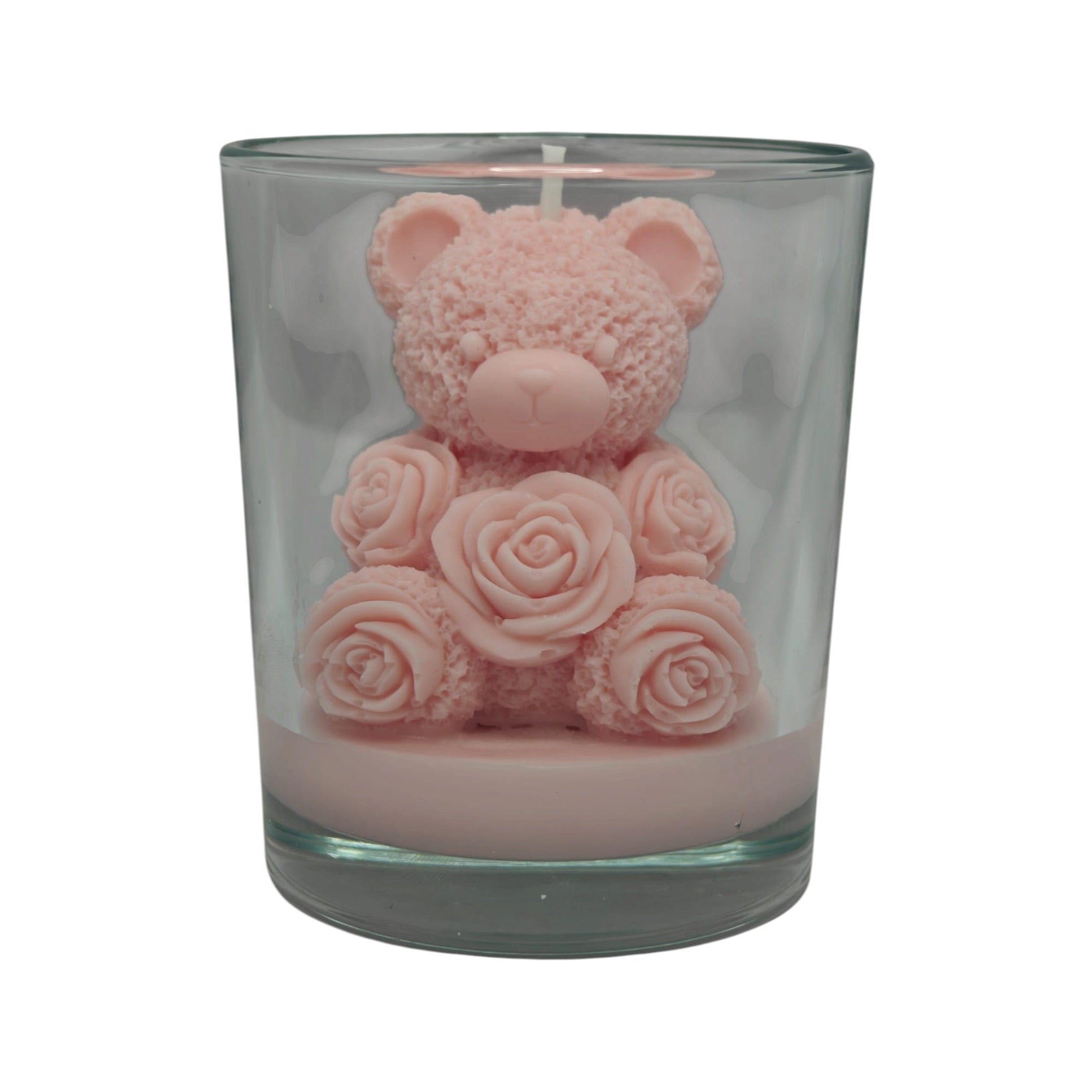 Grande bougie décorative en cire de soja Ours en roses avec rose Rose Paris 180g