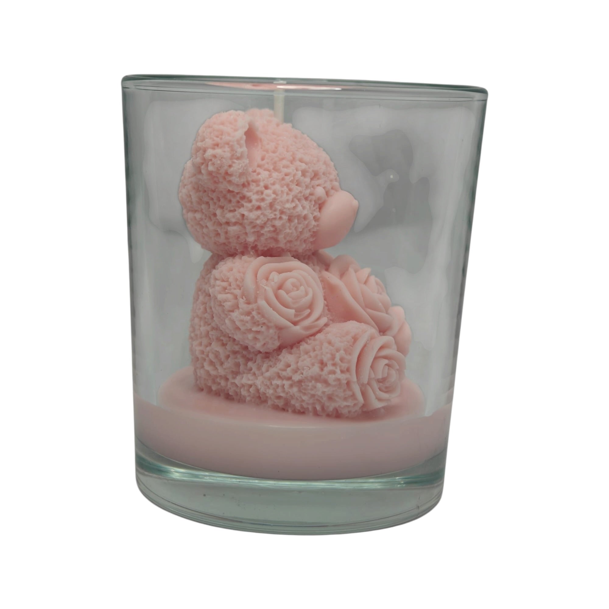 Grande bougie décorative en cire de soja Ours en roses avec rose Rose Paris 180g