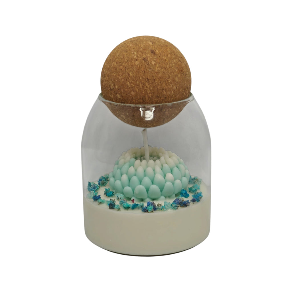 Vela aromática de soja en vaso regalo para mamá Crisantemo Azul con gypsophila Citrus Harmony 200g