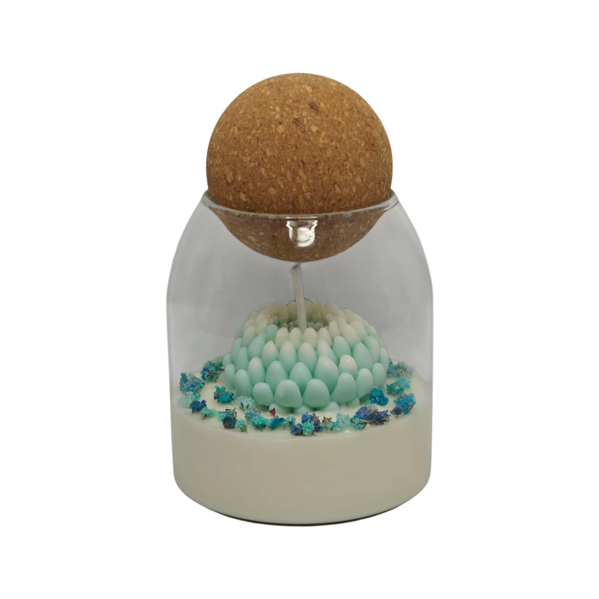 Zapachowa świeca sojowa w szkle prezent dla mamy Chryzantema Niebieska z gipsówką Citrus Harmony 200g