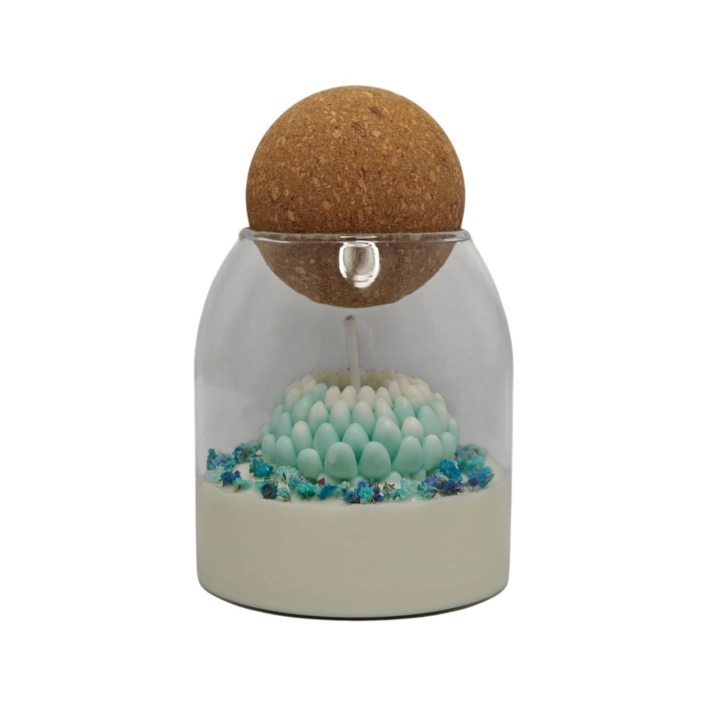 Vela aromática de soja en vaso regalo para mamá Crisantemo Azul con gypsophila Citrus Harmony 200g