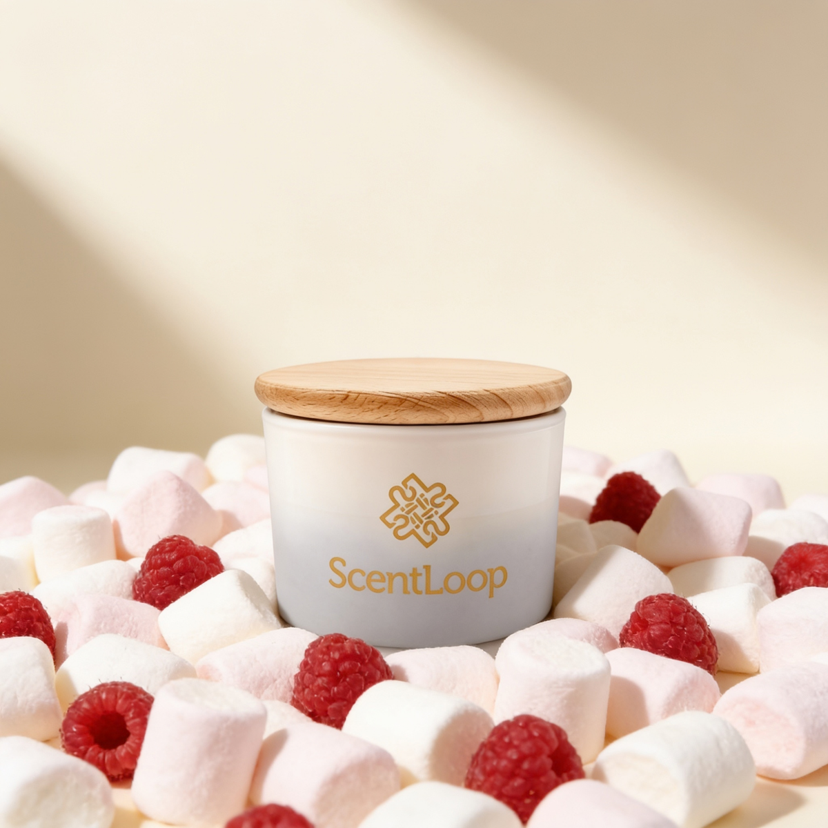 Szójagyertya édes málna és marshmallow hab illattal Candy Cloud Intense 100g