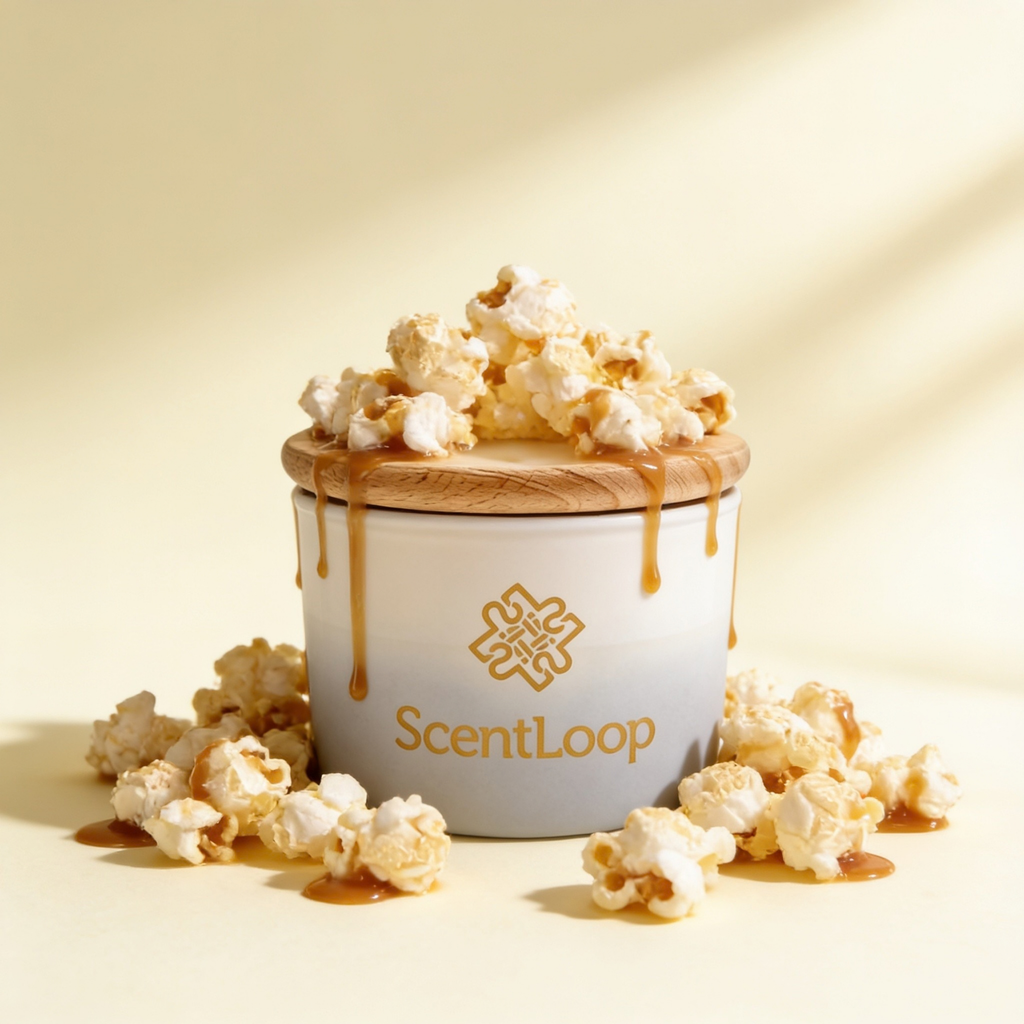 Szójagyertya pattogatott kukorica és karamell illattal Caramel Popcorn Intense 100g