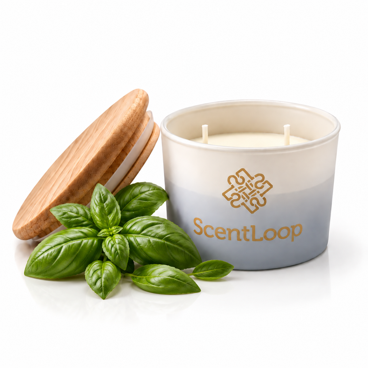 Vela aromática de soja con albahaca Just Basil Intense 100g hasta 25h