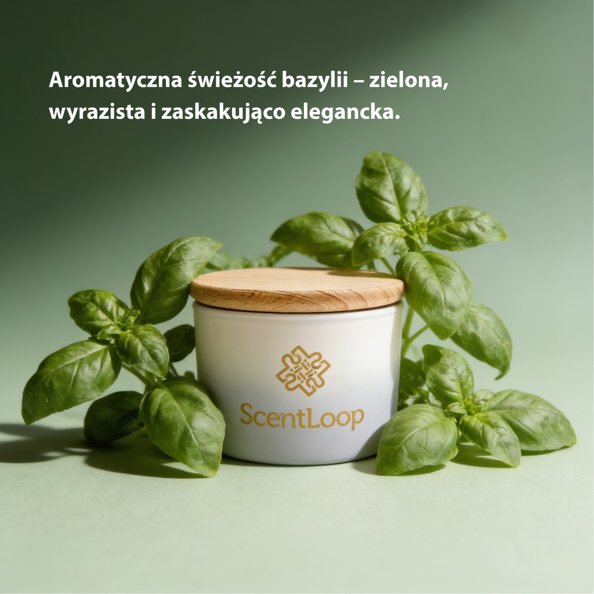 Vela aromática de soja con albahaca Just Basil Intense 100g hasta 25h