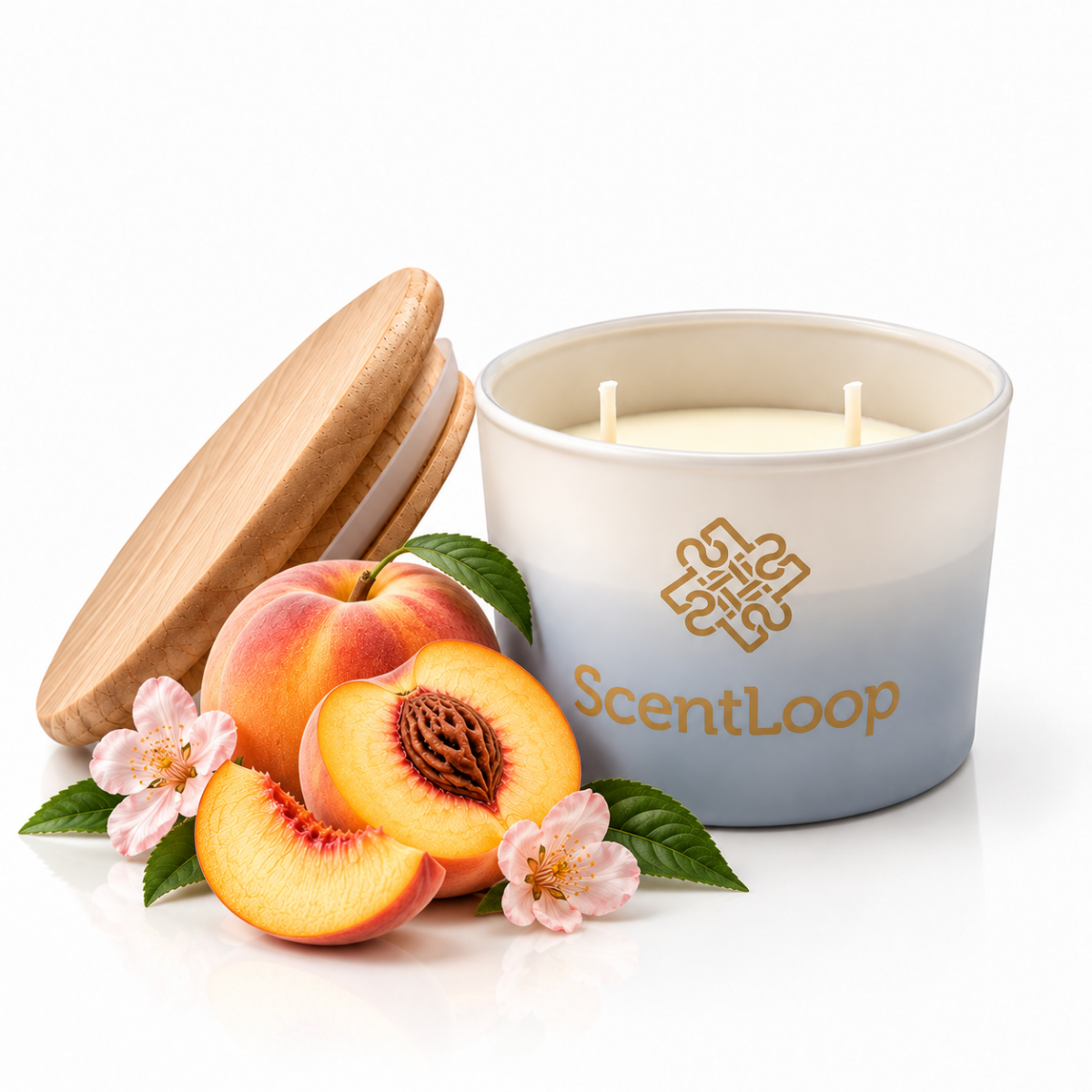 Vela de soja aromática de durazno Just Peach Intense 100g hasta 25h