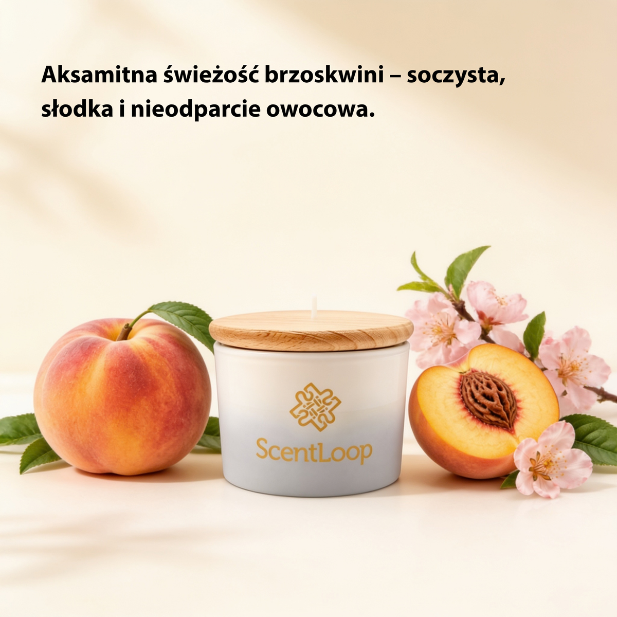 Vela de soja aromática de durazno Just Peach Intense 100g hasta 25h