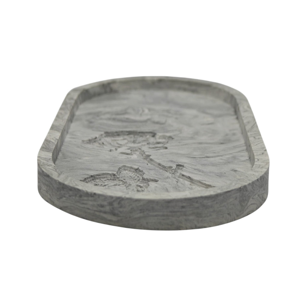 Dekorativní mramorový tác Podložka pod svíčky La Rosa 175x90mm z sádry