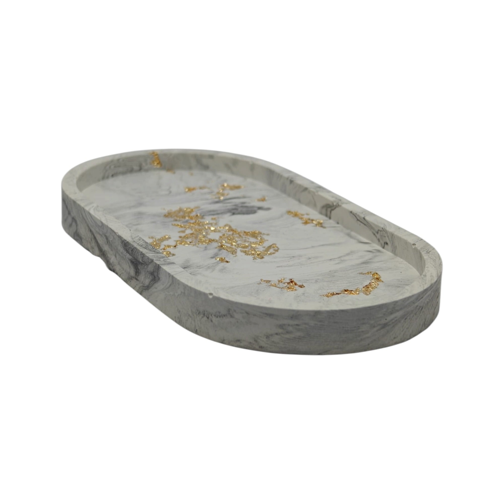 Taca dekoracyjna marmurowa Podstawka do świec Gold 175x90mm z gipsu