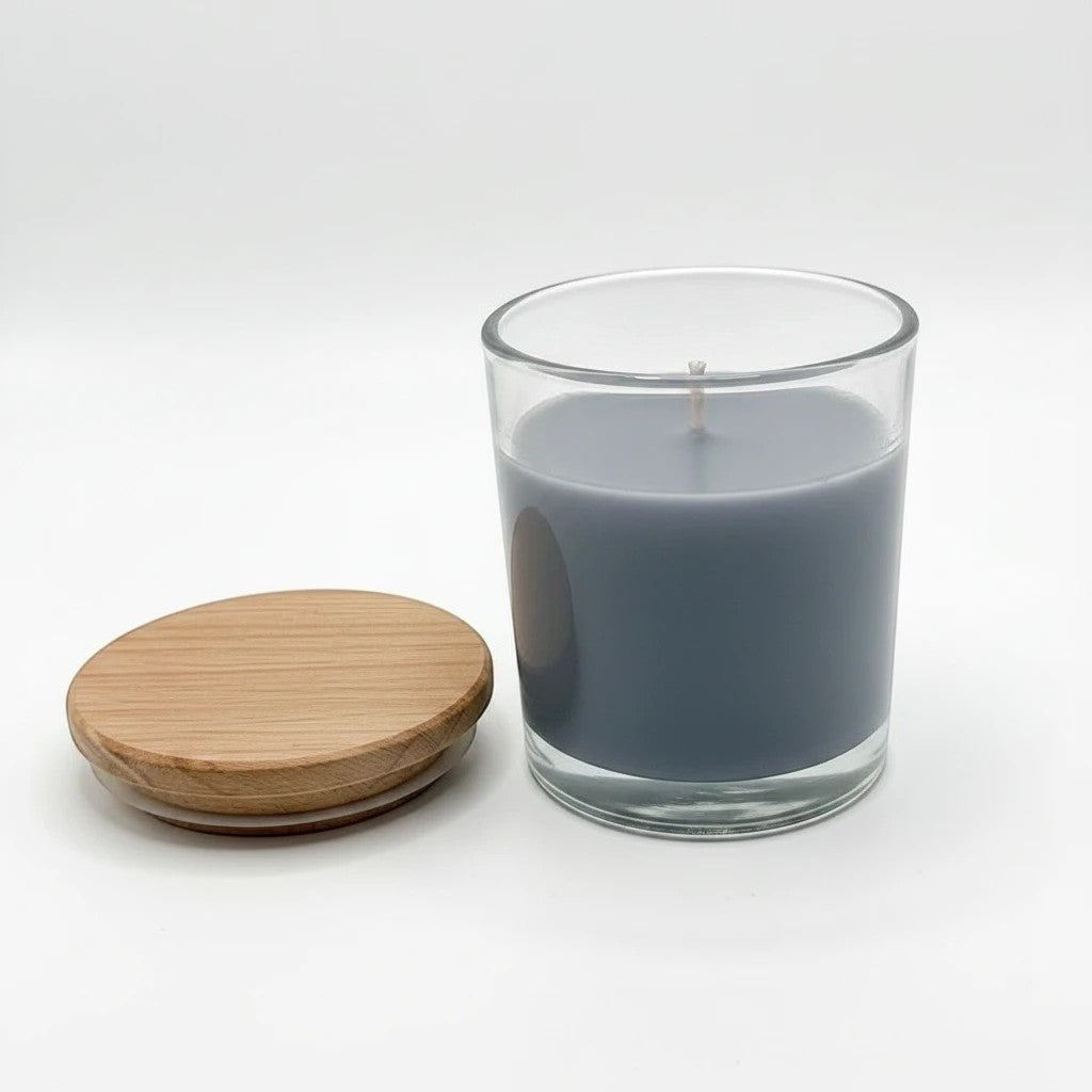 ScentLoop.eu naturalna świeca sojowa ANTYTABAK w szklanym słoiku z drewnianą pokrywką neutralizująca dym tytoniowy