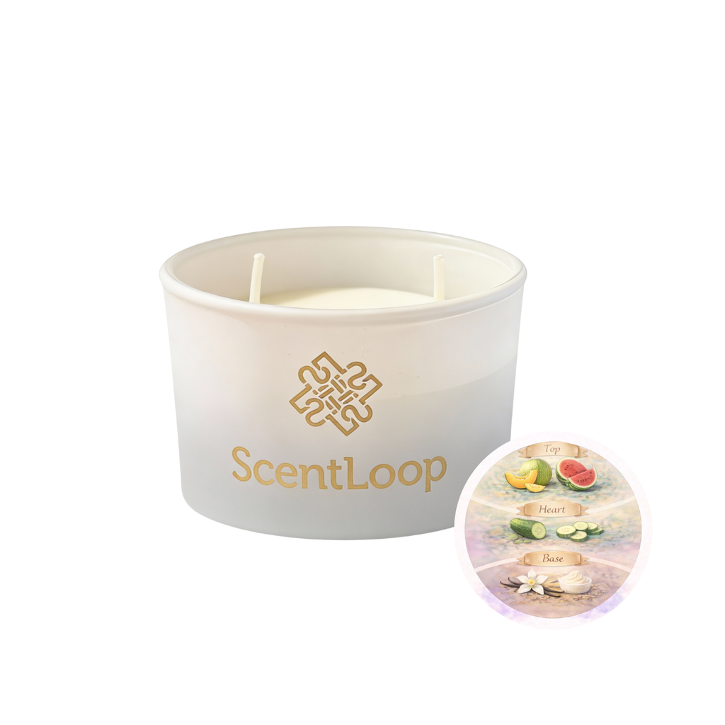 Fruchtige Sojawachsduftkerze mit dem Duft von Melone, Wassermelone und Gurke Summer Melon Intense 100g