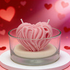 Vela decorativa de soja Corazón Escultura Rosa en vaso 200g