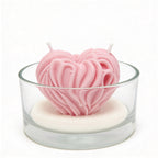 Vela decorativa de soja Corazón Escultura Rosa en vaso 200g