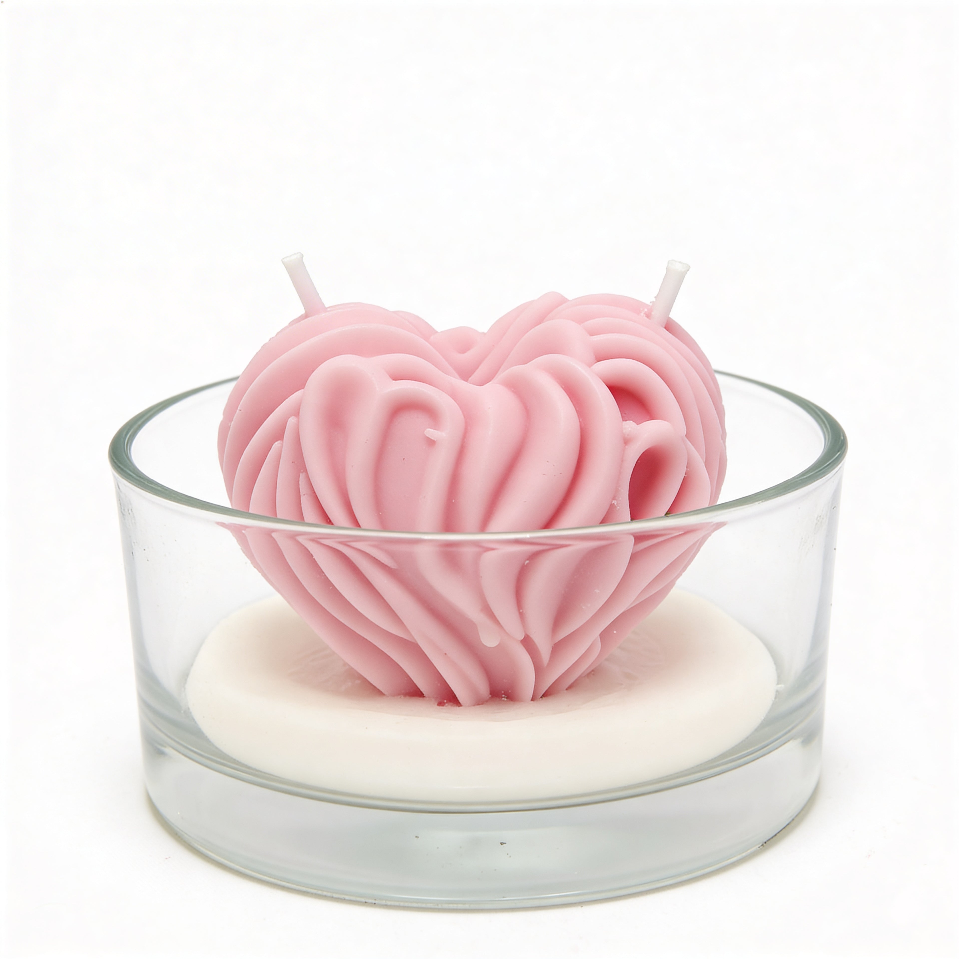 Vela decorativa de soja Corazón Escultura Rosa en vaso 200g
