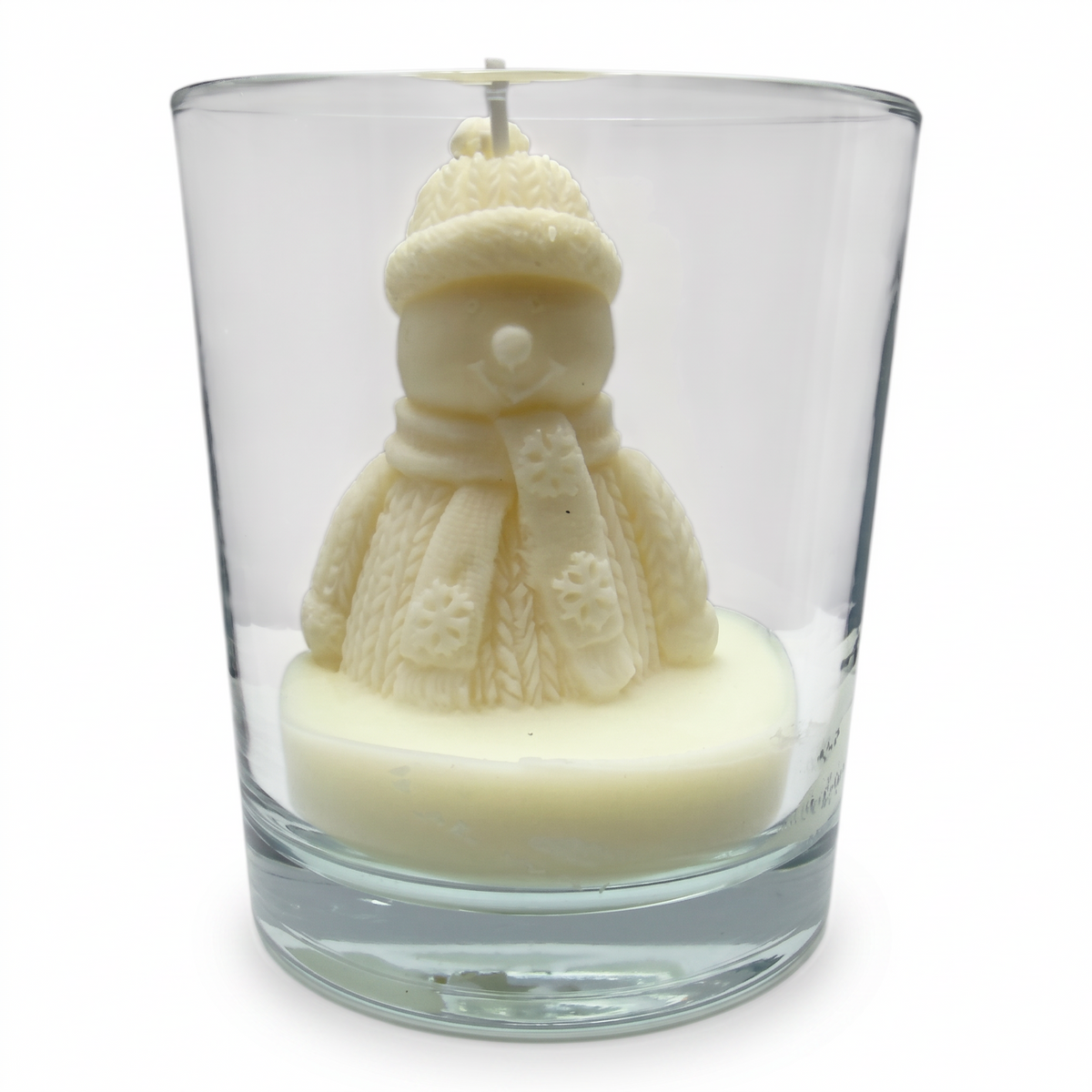 Weihnachtliche Sojakerze Schneemann im Glas, Duft Christmas Home, 90g