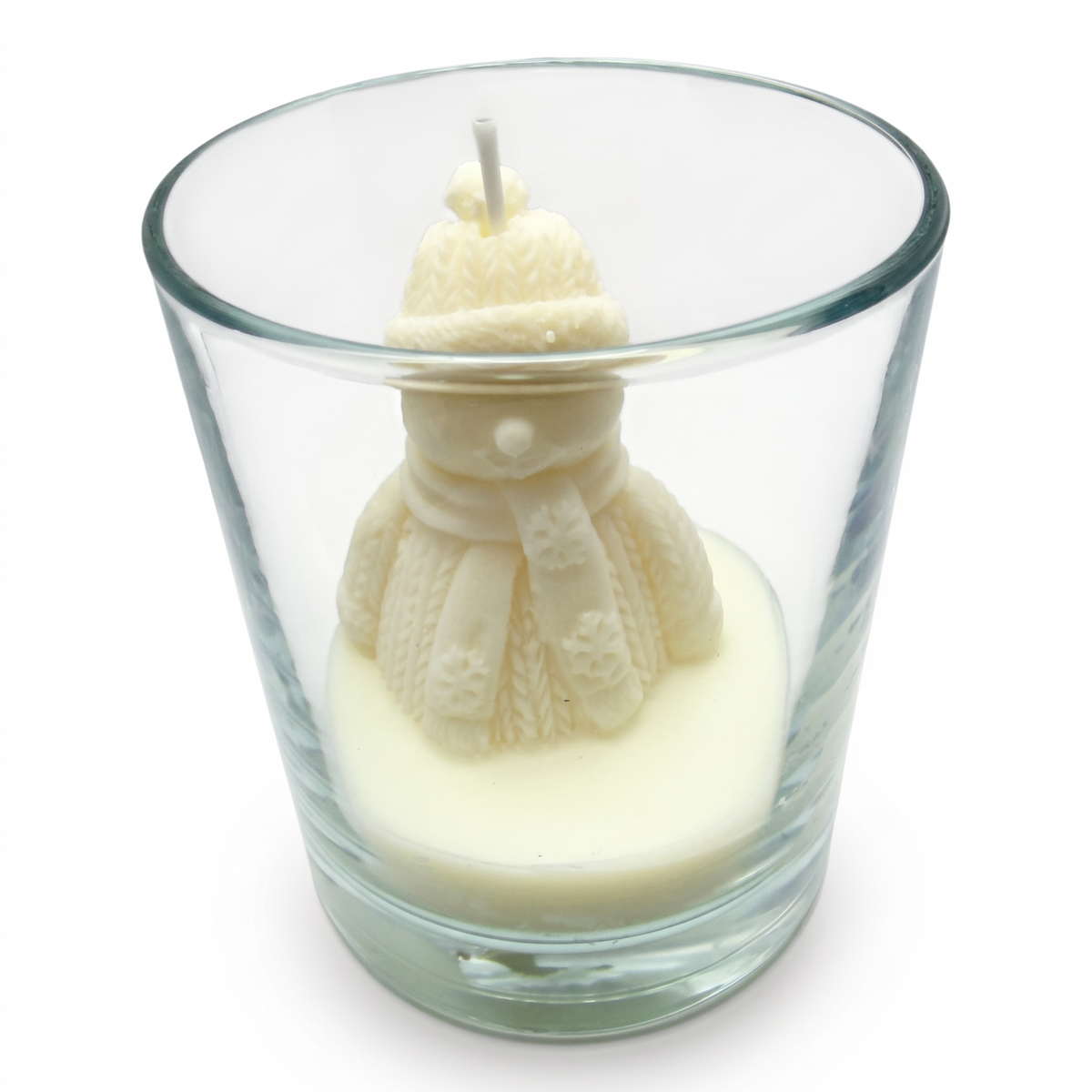 Weihnachtliche Sojakerze Schneemann im Glas, Duft Christmas Home, 90g