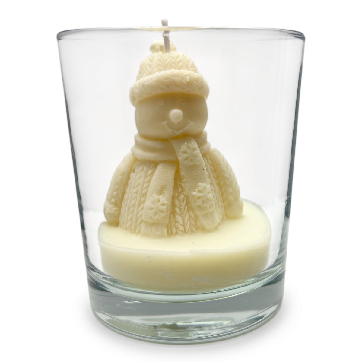 Weihnachtliche Sojakerze Schneemann im Glas, Duft Christmas Home, 90g