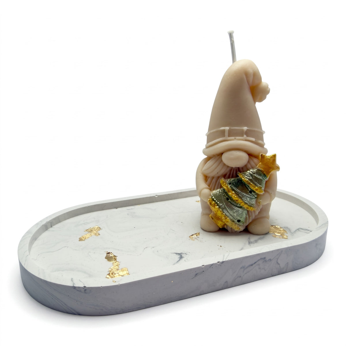 Vela navideña de soja con figura de duende con árbol de Navidad, aroma Christmas Home, 60g