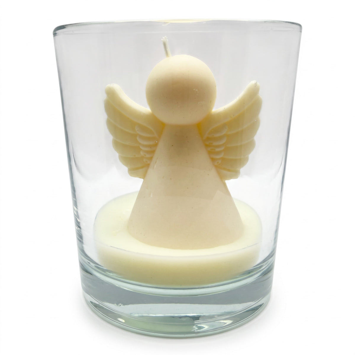 Kalėdinė sojų vaško žvakė angeliuko figūrėlė stikle, kvapas „Christmas Home“, 120g
