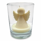 Kalėdinė sojų vaško žvakė angeliuko figūrėlė stikle, kvapas „Christmas Home“, 120g
