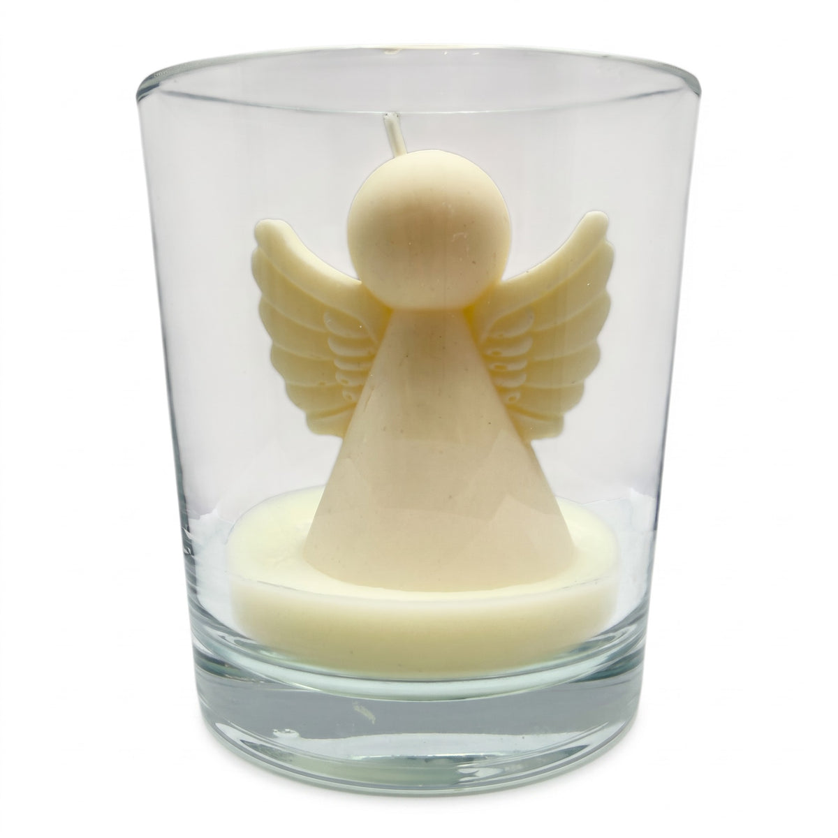 Kalėdinė sojų vaško žvakė angeliuko figūrėlė stikle, kvapas „Christmas Home“, 120g