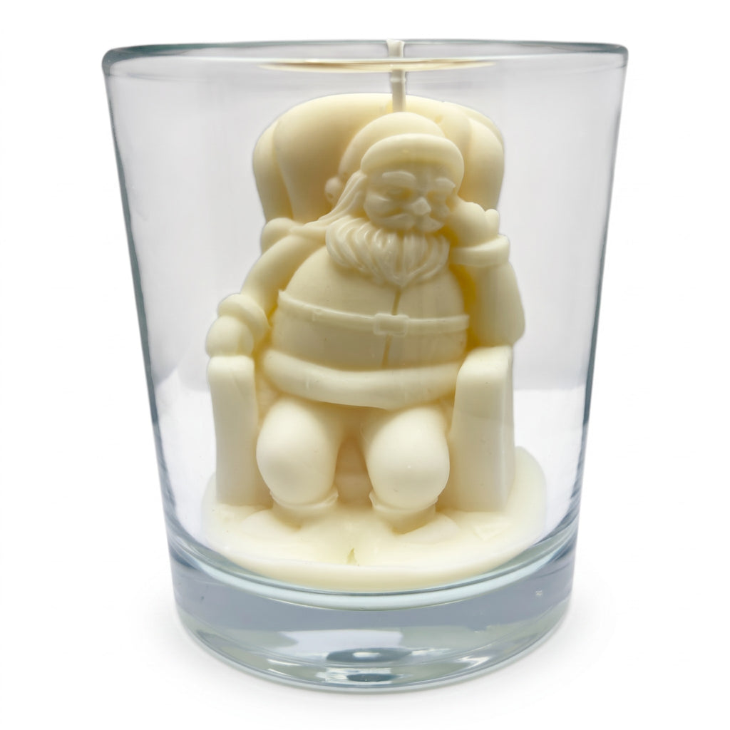 Juldoftljus av soja, jultomtefigur i glas, doften Christmas Home 165g